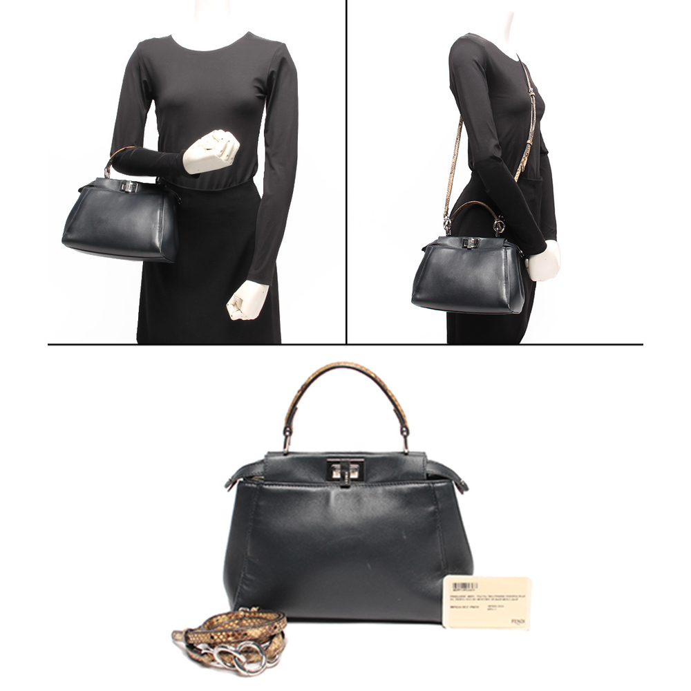 Fendi Python Mini Leather Black Bag Peekaboo Shou… - image 8